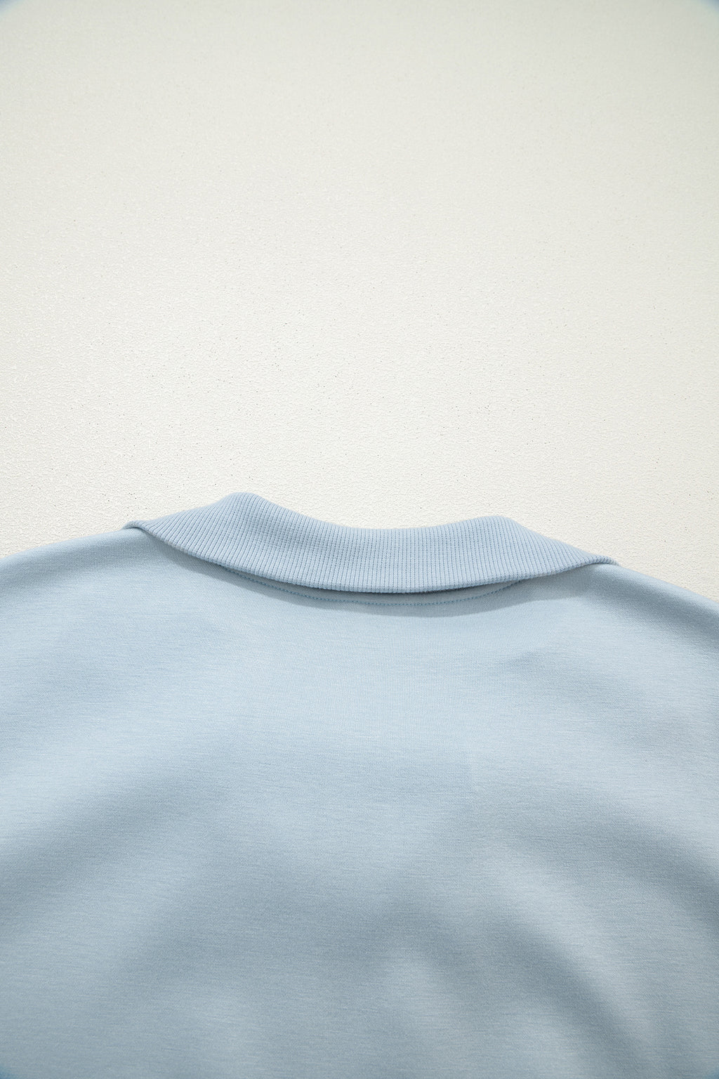 Beau Blue Half Zip Polo Tee Casual Pant Set