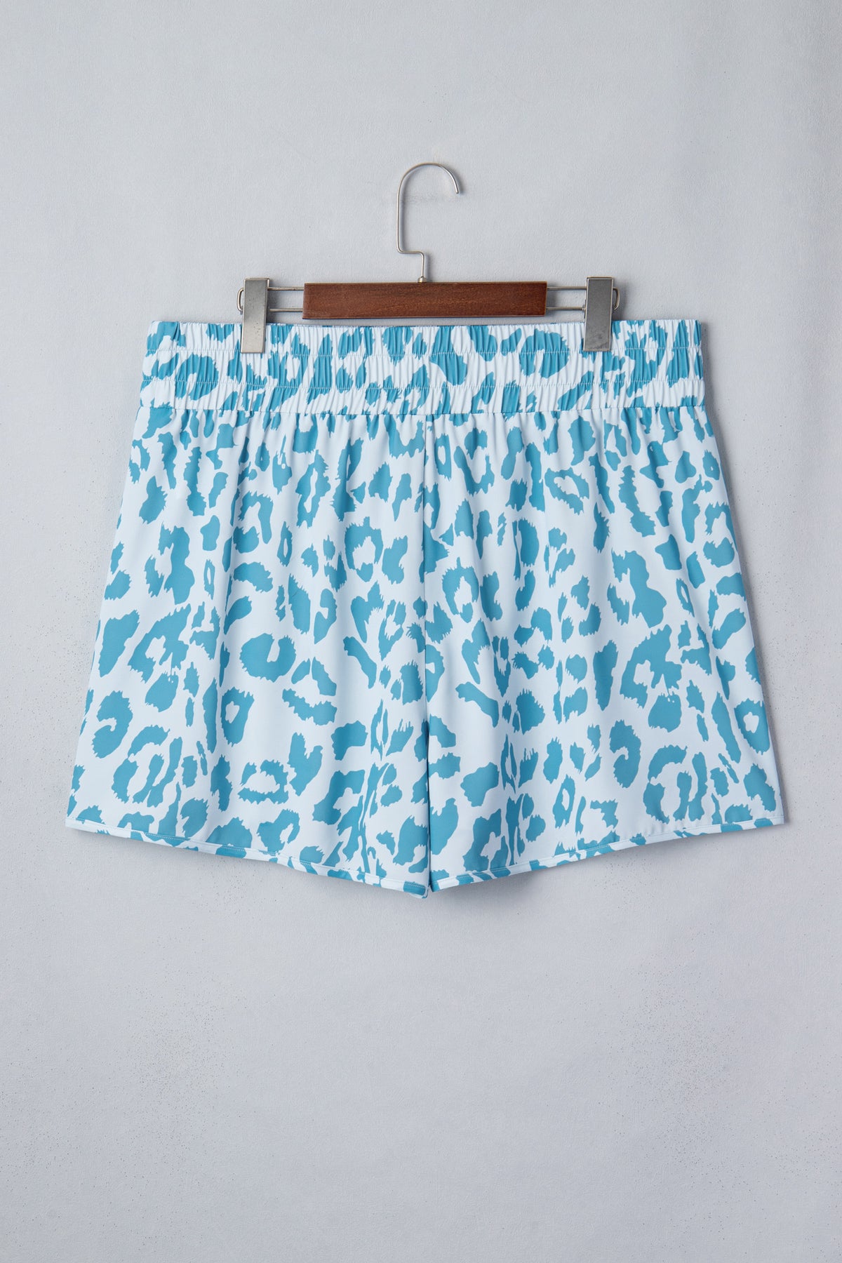 Beau Blue Plus Size Leopard Elastic Waist Athletic Shorts