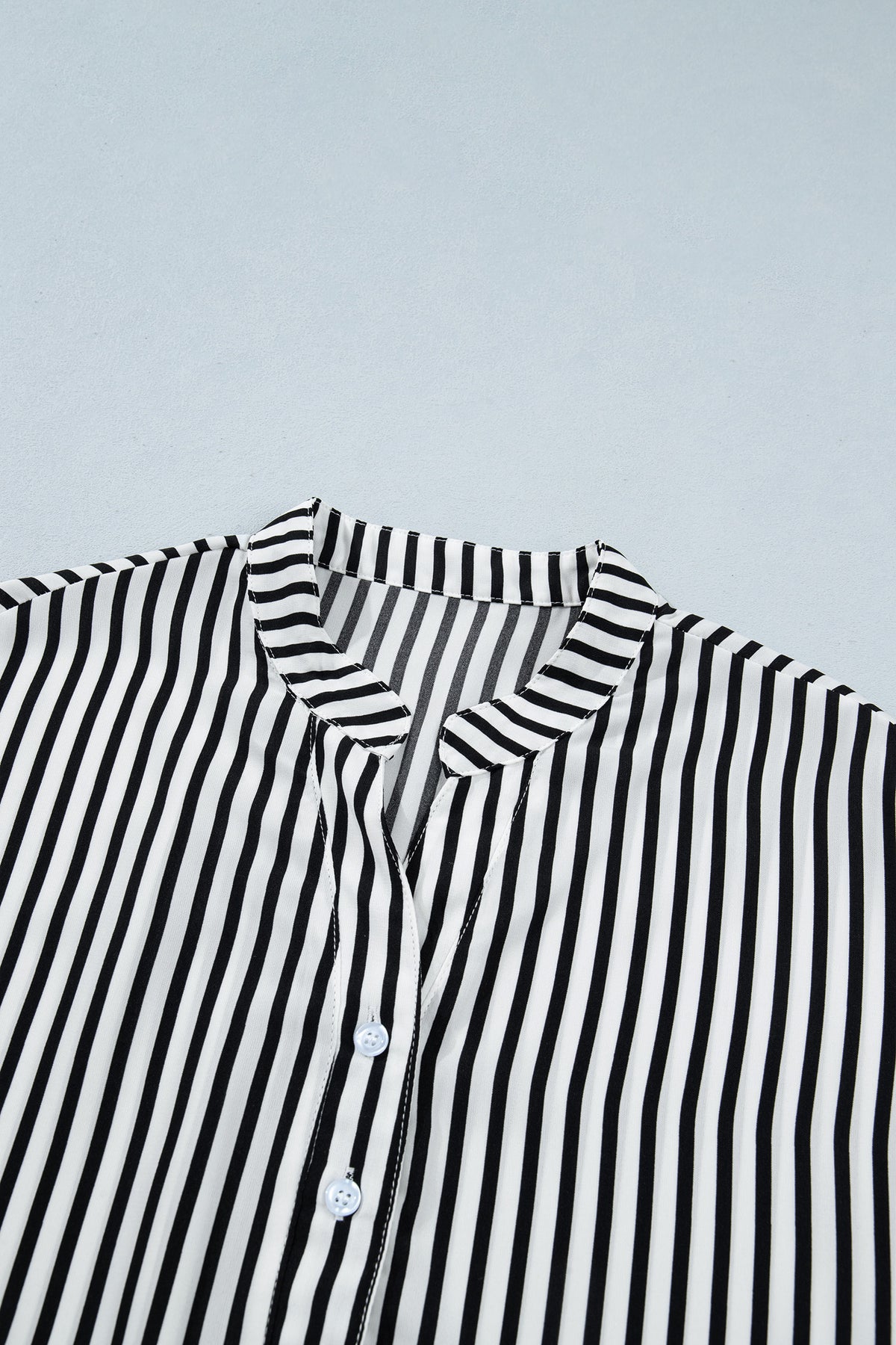 Black Striped Half Sleeve Button-Up Shirt