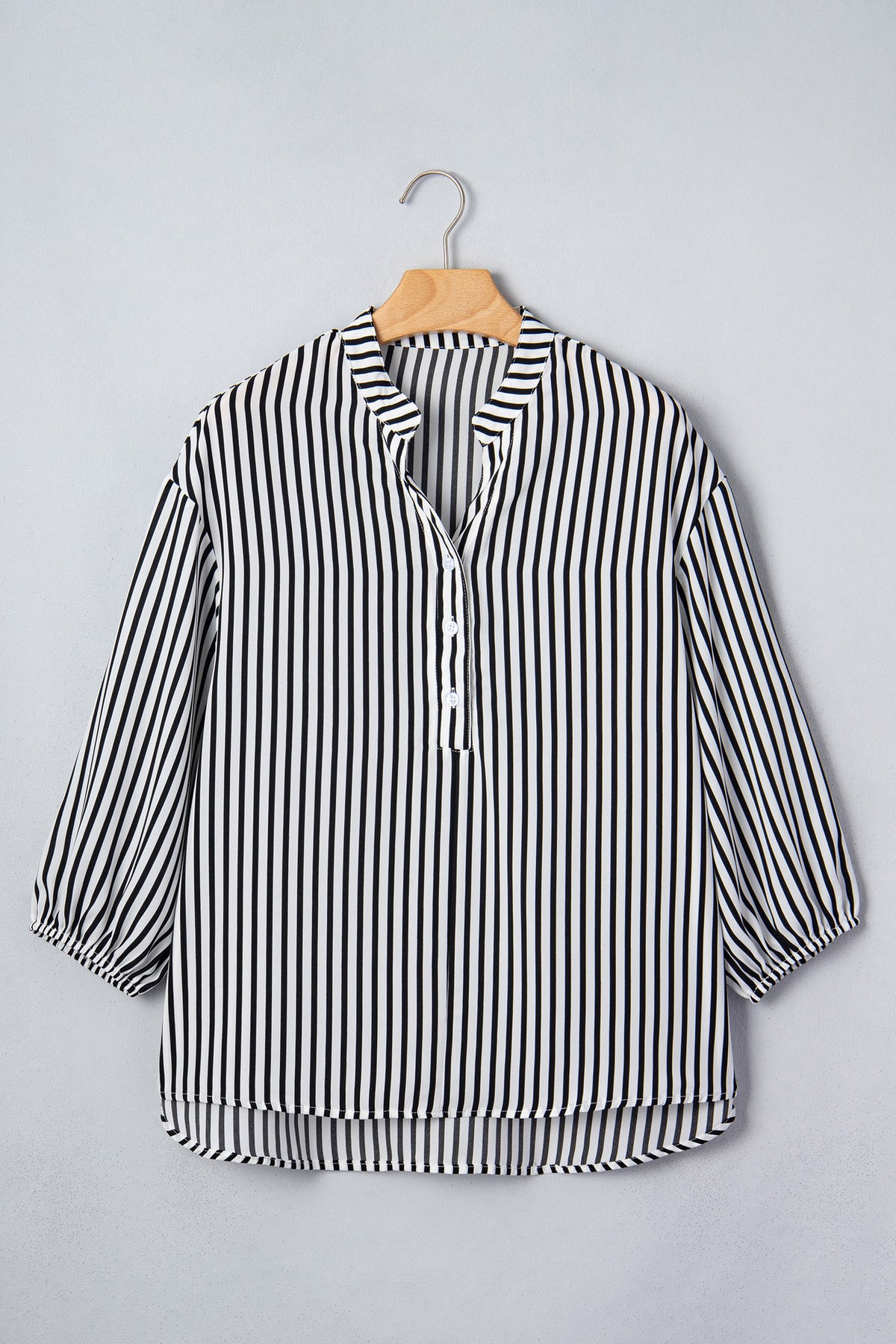 Black Striped Half Sleeve Button-Up Shirt