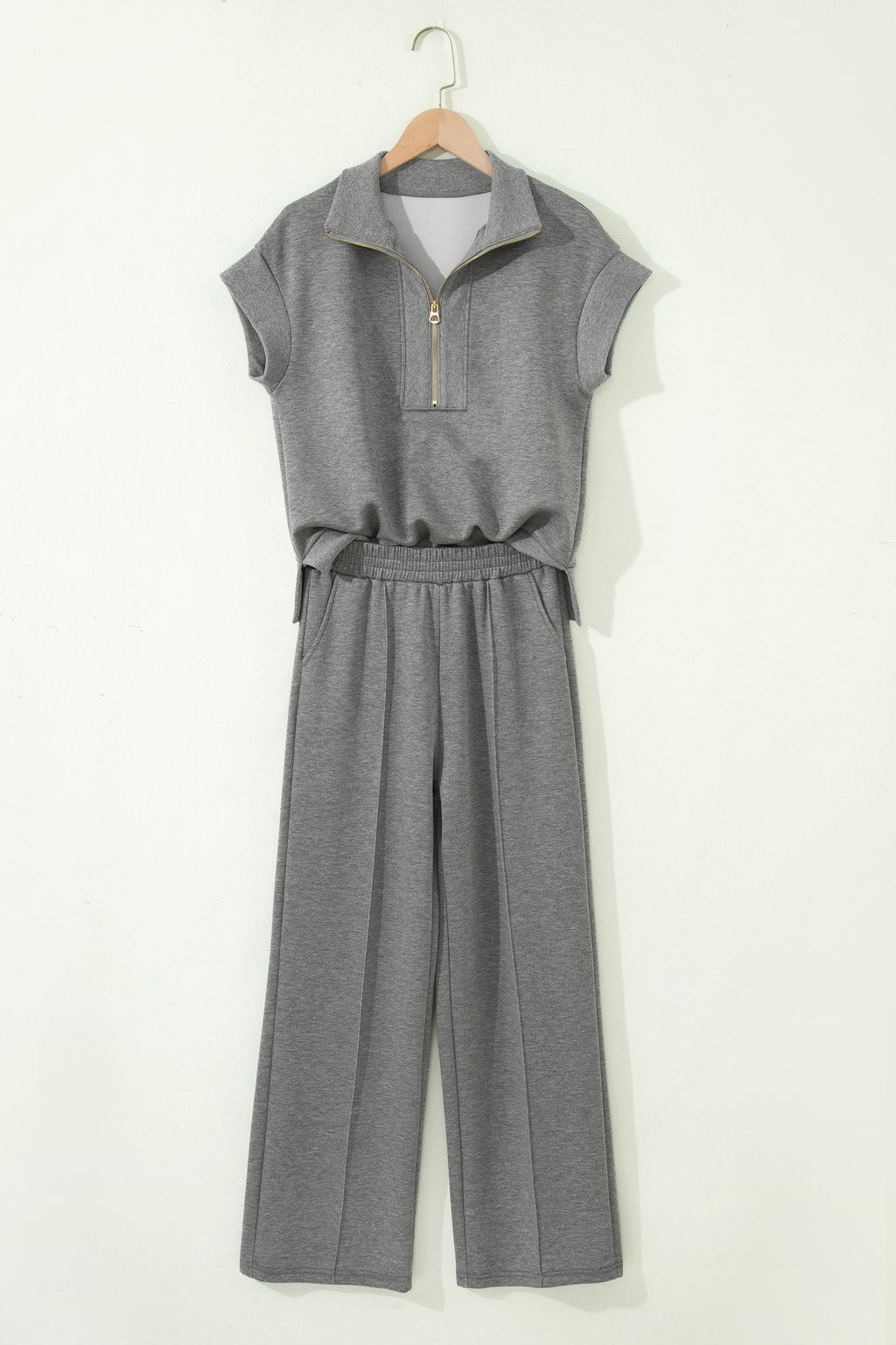 Beau Blue Half Zip Polo Tee Casual Pant Set