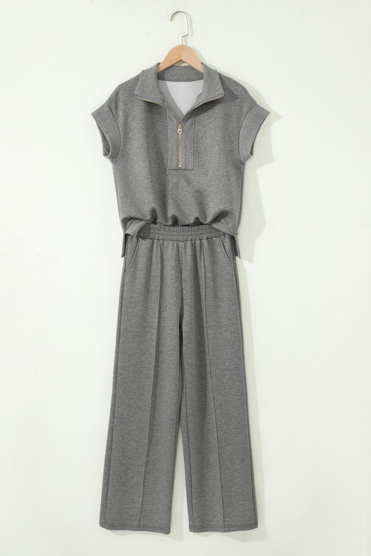 Beau Blue Half Zip Polo Tee Casual Pant Set