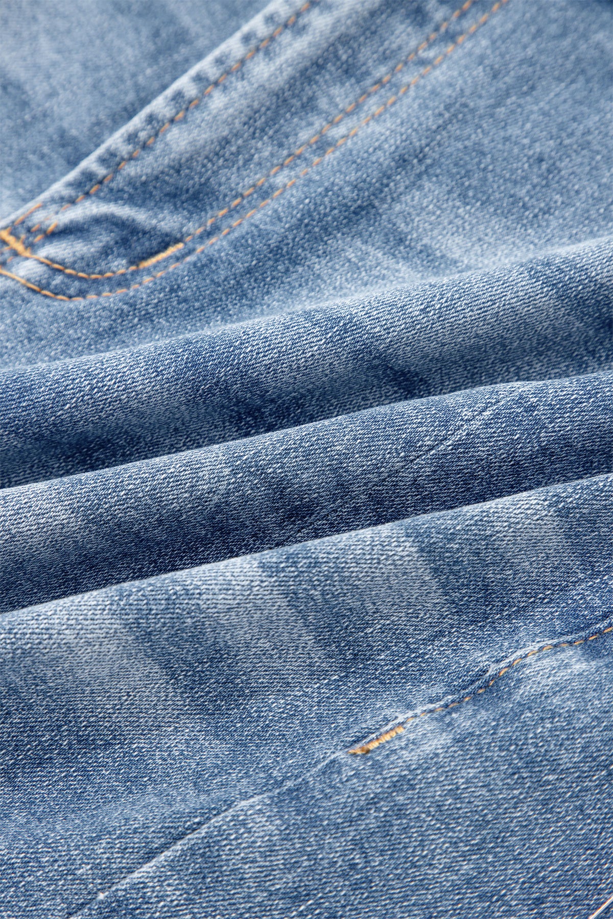 Beau Blue Acid Wash Raw Hem Denim Shorts