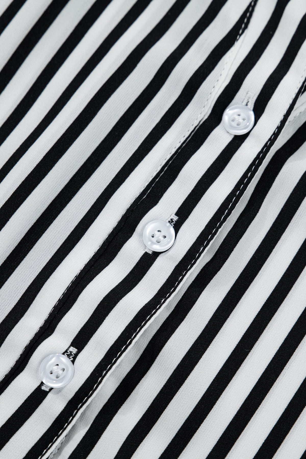 Black Striped Half Sleeve Button-Up Shirt