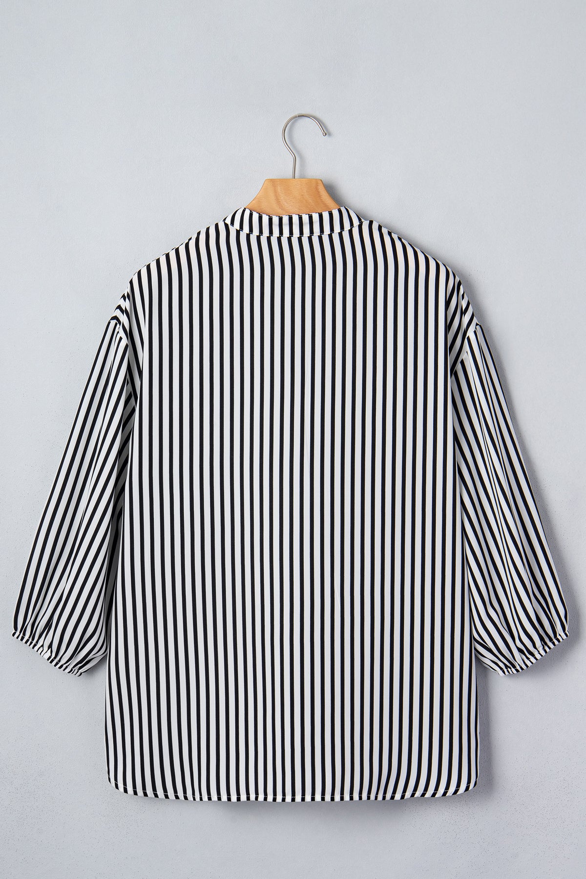 Black Striped Half Sleeve Button-Up Shirt