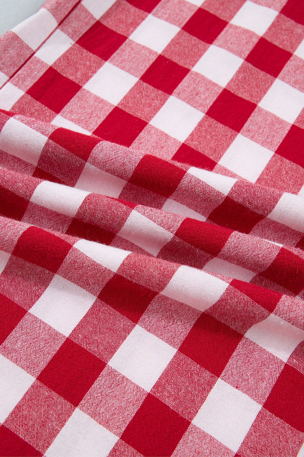 Blue Gingham Plaid Tie Elastic Waist Shift Pants