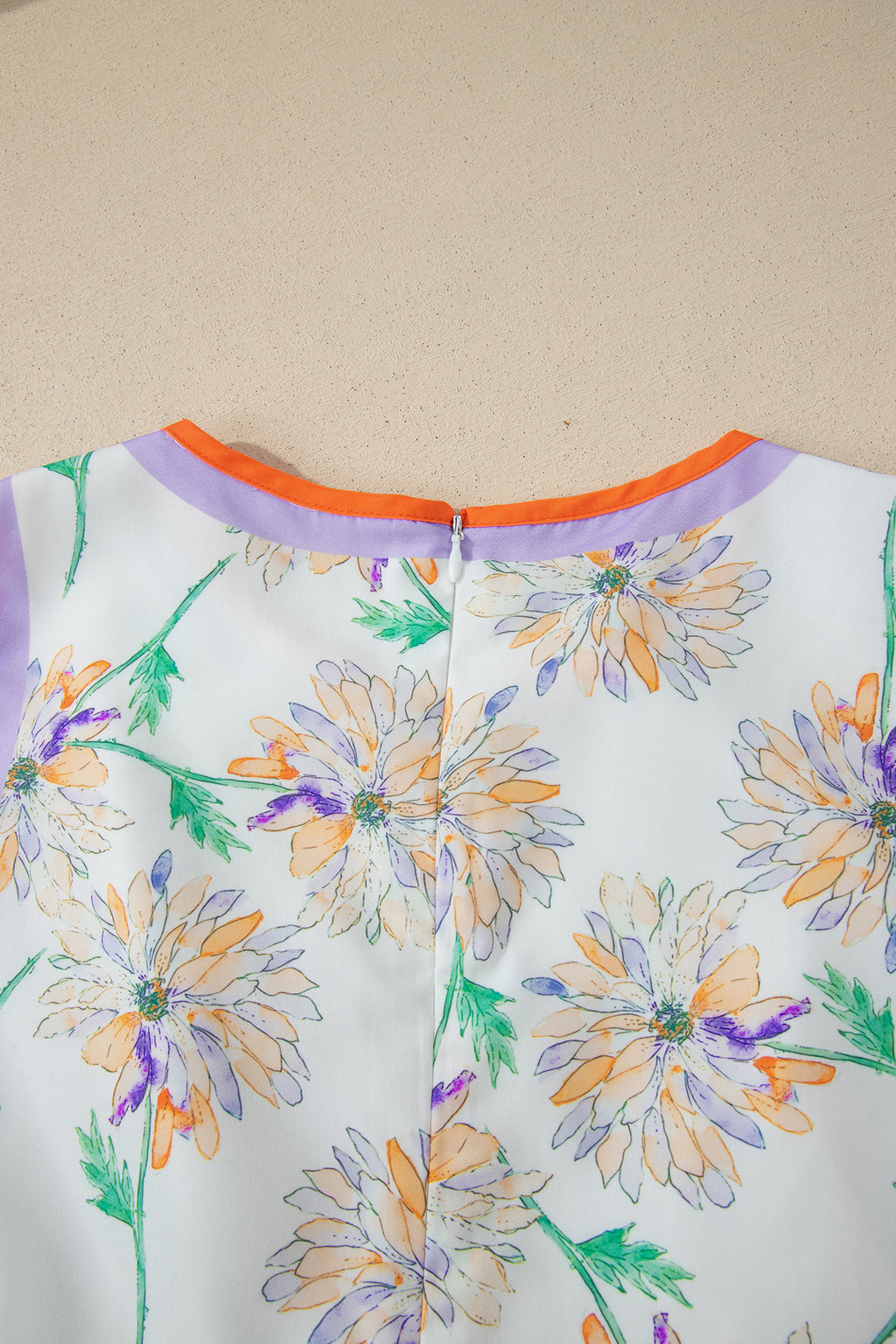 White Floral Print Color Block Trim Belted Sleeveless Maxi Dress