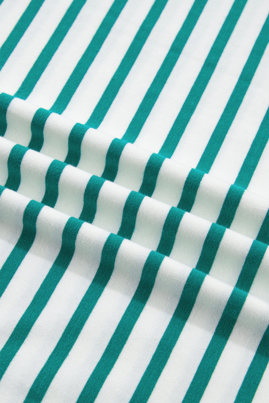 Pink Stripe Scalloped Trim Round Neck T Shirt